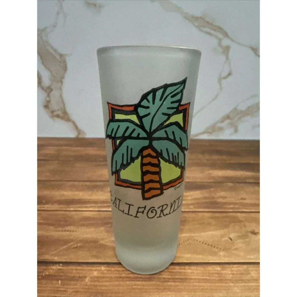 California USA -Palm Logo on frosted standard shotglass